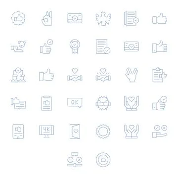 Acceptance Complete Vector Package with 32 64x64 Thin Line Pixel Optimized .. Stock Illustration