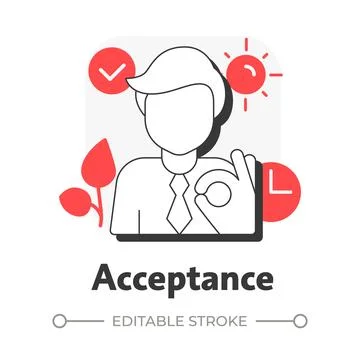 Acceptance flat outline concept icon Illustrazione stock