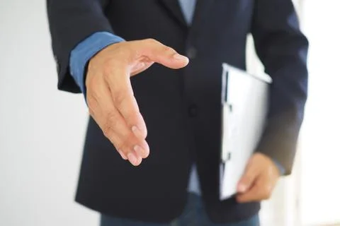 Acceptance of the terms of the contract holds on the side. Job interviews and Foto stock