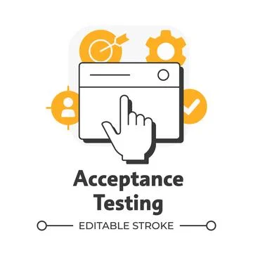 Acceptance testing flat outline concept icon Stock Illustration