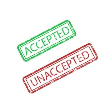 Accepted and unaccepted rubber stamp print for paper work Stock Illustration