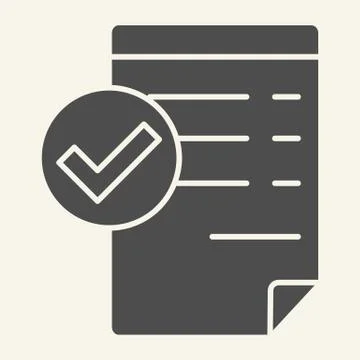 Accepted document solid icon. Valid document vector illustration isolated on Illustrazione stock