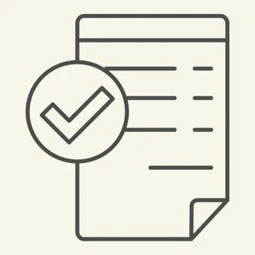 Accepted document thin line icon. Valid document vector illustration isolated on Illustrazione stock