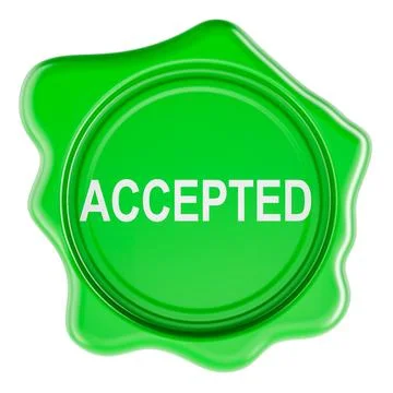 Accepted, green wax seal. 3D rendering Stock Illustration