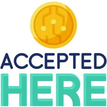 Accepted here icon, Crypto related vector illustration Illustrazione stock