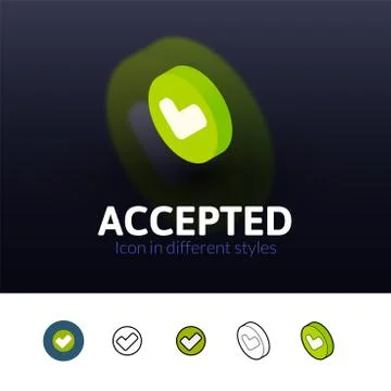 Accepted icon in different style Illustrazione stock