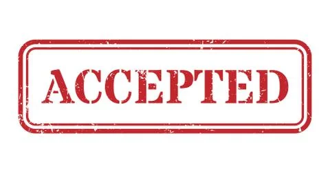 Accepted rubber stamp vector illustration. Grunge red mark with text. Stock Illustration