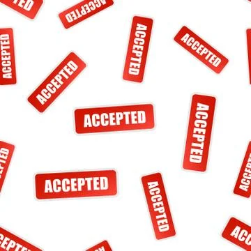 Accepted stamp seamless pattern. Business concept accepted pictogram. Vector  Stock Illustration