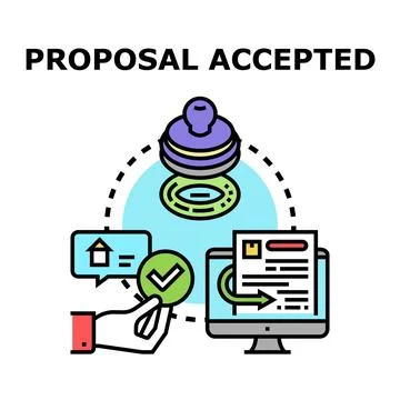 Accepting business proposal document with online approval process 库存插图