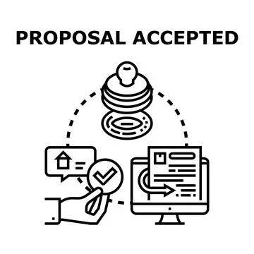 Accepting business proposal document with online approval process Stock Illustration