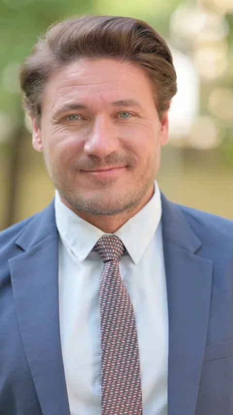 Accepting Businessman Shaking Head while Standing Outside Office, vertical Stock Footage 321119581