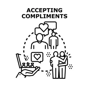 Accepting compliments and receiving positive feedback concept Stock Illustration
