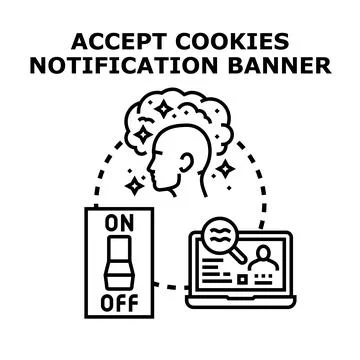 Accepting cookies notification banner for data privacy 库存插图