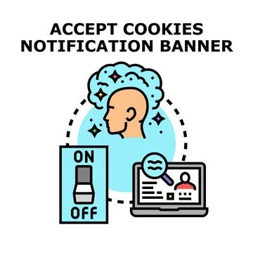 Accepting cookies notification banner for data privacy Stock Illustration