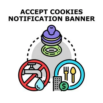 Accepting cookies notification banner for digital privacy concept 스톡 일러스트