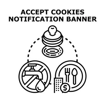Accepting cookies notification banner for digital privacy concept Stock Illustration