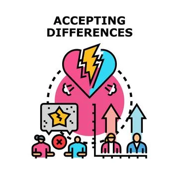 Accepting differences concept resolving conflict and fostering growth Stock Illustration