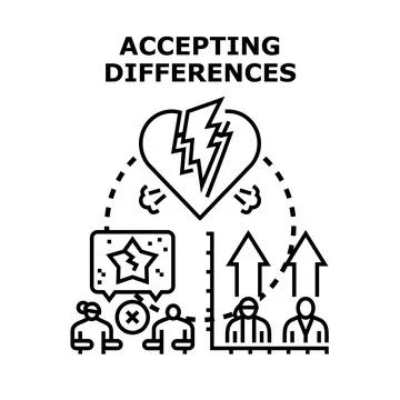 Accepting differences concept resolving conflict and fostering growth Stock Illustration