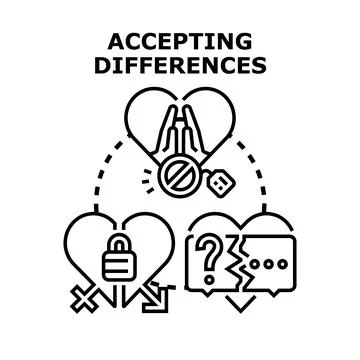 Accepting differences developing tolerance and open communication Stock Illustration