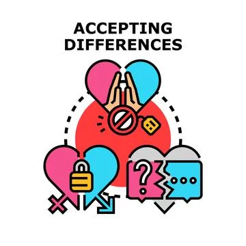 Accepting differences developing tolerance and open communication Stock Illustration