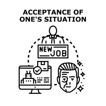 Accepting job transition, ageing, and automation concept Stock Illustration