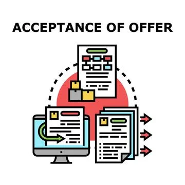 Accepting offer submitting document for business deal Stock Illustration
