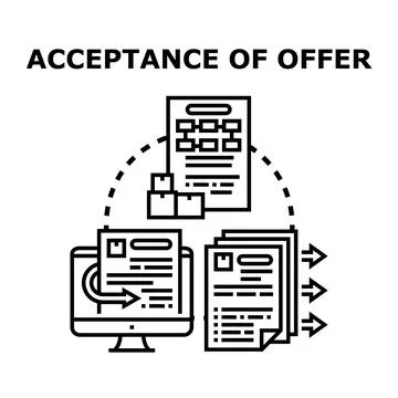 Accepting offer submitting document for business deal Stock Illustration