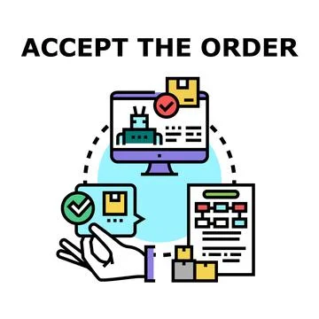 Accepting order automation and workflow management process Stock Illustration