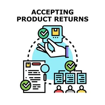 Accepting product returns business process concept Stock Illustration