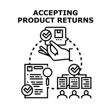 Accepting product returns business process concept Stock Illustration