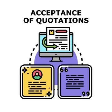 Accepting quotations process for business transaction Stock Illustration