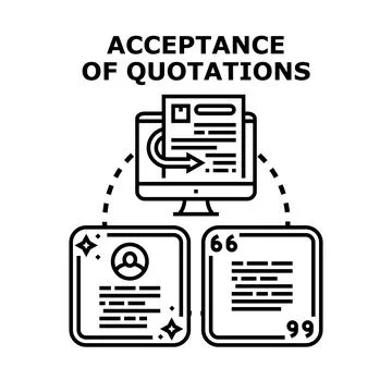Accepting quotations process for business transaction Illustrazione stock