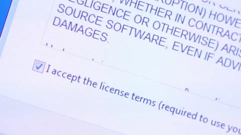Accepting software license terms Stock Footage 36846413