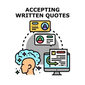 Accepting written quotes process concept vector Stock Illustration