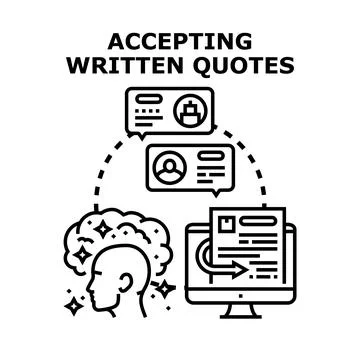Accepting written quotes process concept vector Stock Illustration