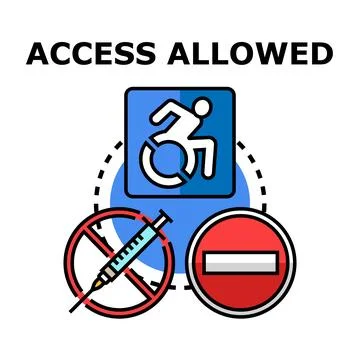 Access allowed concept with disability and restriction symbols 스톡 일러스트
