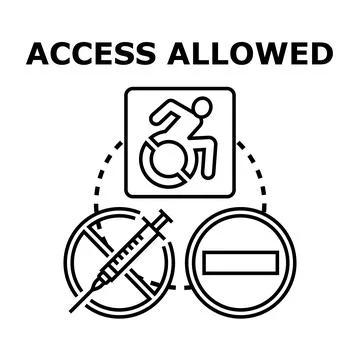 Access allowed concept with disability and restriction symbols 스톡 일러스트