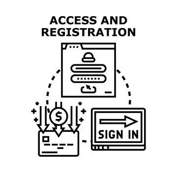 Access and registration concept for online systems Stock Illustration