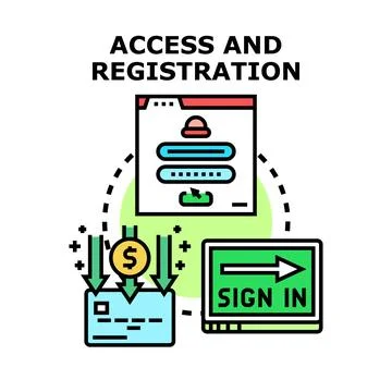Access and registration concept for online systems Stock Illustration
