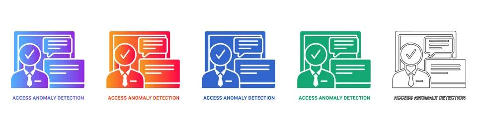 Access Anomaly Detection System Icons Stock Illustration