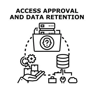 Access approval and data retention process management Illustrazione stock