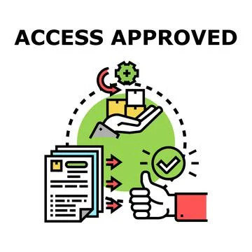 Access approved process confirming data and permission Stock Illustration