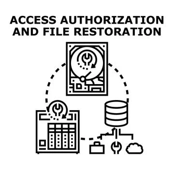Access authorization and file restoration concept vector Stock Illustration