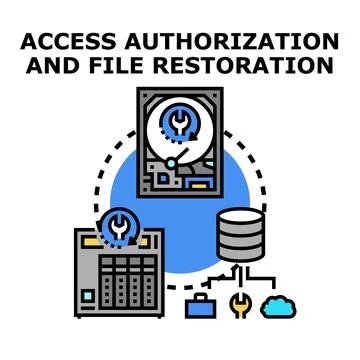 Access authorization and file restoration concept vector Stock Illustration
