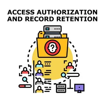 Access authorization and record retention data management concept Illustrazione stock