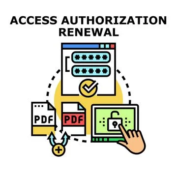 Access authorization renewal process for account security Stock Illustration