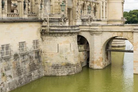 Access bridge to Chantilly Castle Stock Photos
