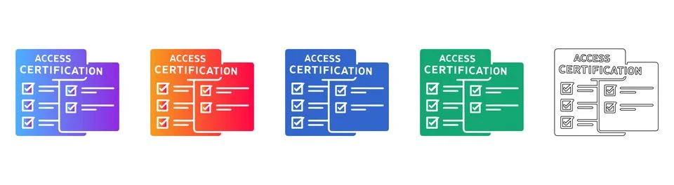 Access Certification Checklist Icon Set 스톡 일러스트
