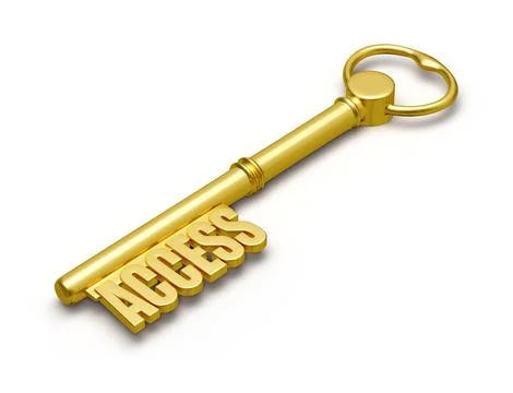 Access concept golden access key made of gold isolated on white background 스톡 일러스트