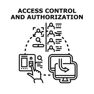 Access control and authorization system providing secure data entry 스톡 일러스트
